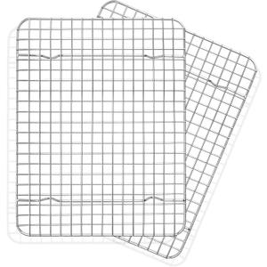 TeamFar Cooling Rack, 2 Pack Stainless Steel Grid Baking Rack for Cooking Roasting Grilling Drying, 11.75x 9 Small Metal Toaster Oven Rack for Cookies Meat, Non-Toxic & Heavy Duty, Dishwasher Safe