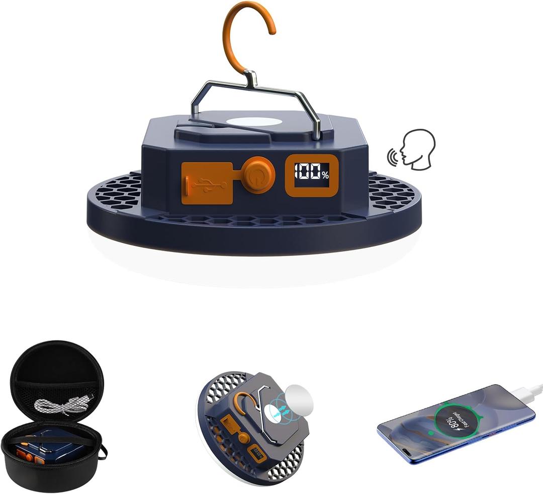 10000mAh 4000LM Rechargeable Camping Light , 7200K Hanging Camping Lantern Waterproof Tent Lights with Portable Bag and Voice Control(Offline),Best Gift for Parents Dad Mom Friends Christmas (30W)