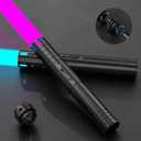 Lightsaber, 2 in 1 Dueling Light Sabers with Metal Hilt Rechargeable Light Saber 15 RGB Colors 4 Modes Fx Battle Sound, Lightsabers for Kids Adults Christmas (Black, Pack of 2)