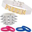 Puddin Choker Bracelet Set Punk Leather Bracelet Letter Collar Cosplay Accessory for Women Halloween Party Costume