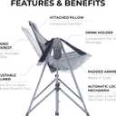 Camphor Designs Portable Swing Hammock Chair | Foldable Recliner Rocking Lounger with Headrest & Drink Holder | Outdoor Sports, Beach, Lawn, Hunting, Tailgating, Fishing | Supports 300Lbs (Grey), Oversized