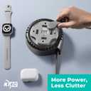 KMC 4-Outlet Surge Twist Cord Reel, Retractable Power Strip Surge Protector, 735J Surge Protection, 5ft Long Retractable Extension Cord, 3-Prong Low-Profile Flat Plug, UL/ETL Certified, Gray