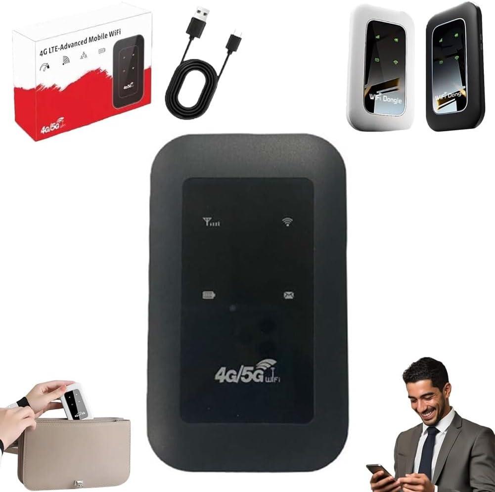 All-Network Portable WiFi, Power on and Use Free for Life Travel Router Pocket Wi-Fi Wireless VPN Mobile Network Hotspot WiFi Satellite Internet High Speed for Computer Business Rv Cruise(1*Black)