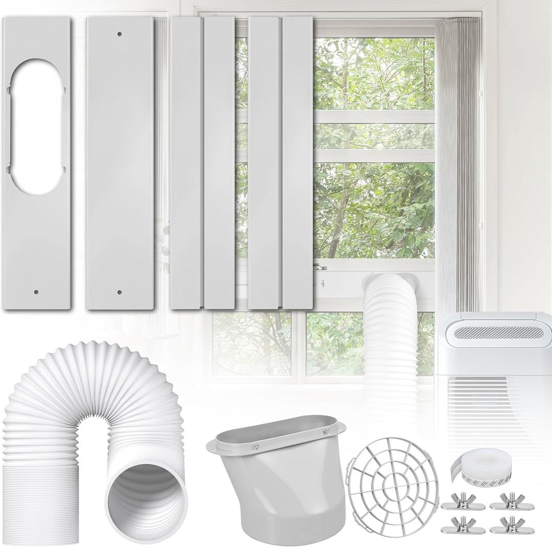 Portable Air Conditioner Window Kit: Adjustable Universal AC Seal Window Vent Kit with 5.9 Inch Diameter 59 Inch Length Exhaust Hose for Sliding Vertical/Horizontal Windows