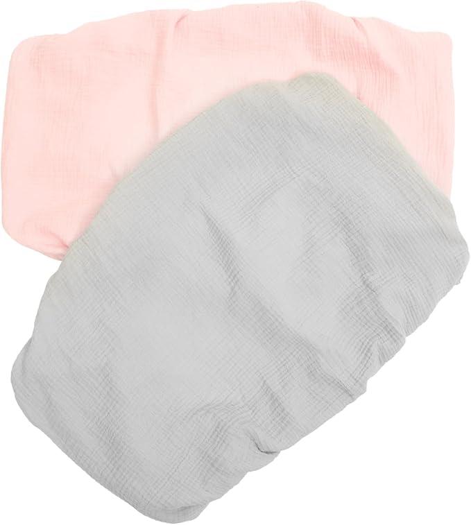 2pcs Soft Muslin Changing Table Pad Covers Breathable Changing Pad Washable and Reusable Light Pink Grey Convenient for Daily Use