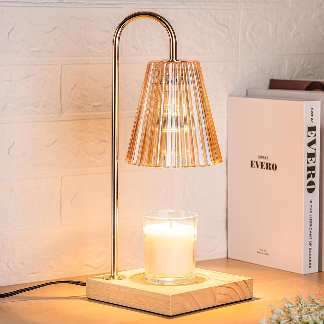 Candle Warmer Lamp with Timer, Vintage Amber Nightstand Candle Warming Lamp for Home Room Decor, Dimmable Wax Warmer for Jar Candles, Wedding Registry Gifts for Women Couples 2025