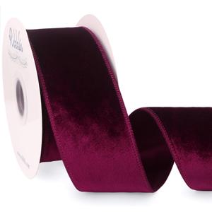 Ribbli Burgundy Velvet Wired Ribbon 2.5 Inch Velvet with Satin Christmas Ribbon for Gift Wrapping Christmas Tree Decoration Crafts Wreaths Supplies-Continuous 10 Yards