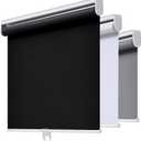 AOSKY Cordless Roller Shades Blackout Blinds for Windows Room Darkening Rolled Up Shades with Spring System, UV Protection Window Shades Door Blinds for Home and Office (37" W x 72" H, Black)