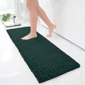 Arotive Luxury Chenille Bathroom Rug Mat, Extra Soft Thick Absorbent Shaggy Bath Rugs, Non-Slip Machine Wash Dry, Plush Bath Mats for Bathroom, Shower and Tub, 47x17, Dark Green (47" x 17")
