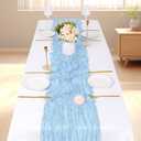 6 Pack Baby Blue Cheesecloth Table Runner, 17 x 108 inch, Semi Sheer Boho Cheese Cloth Fabric Table Runner Bulk for Wedding , Birthday, Party, Holiday, Home Decor (Baby Blue)