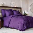 Duvet Cover Cal King Size Set - Extra Soft Cal King Size Duvet Cover 104 x 98 with 2 Pillow Shams - Hotel Luxury Easy Care & Fade Free w/Zipper Closures & Ties - Comfy Breathable Bedding Set (Purple) (38 - Purple (No Comforter))