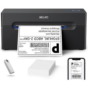 Nelko Bluetooth Thermal Shipping Label Printer, Wireless 4x6 Shipping Label Printer for Shipping Packages, Support Android, iPhone and Windows, Widely Used for Amazon, Shopify (Black)