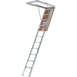 LITE 10-Foot Aluminium Attic Ladder 54" W x 22.5" H (Rough Opening), 375-Pound Load Capacity, Type IAA, AP2240MS