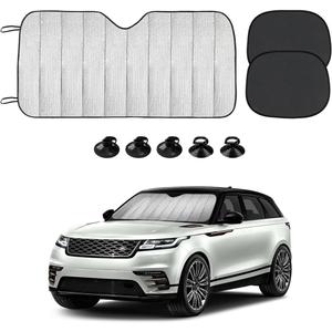 Car Windshield Sun Shade, 55.1"27.5" Foldable Front Window Shade Protect Your Car from Sun Heat & Glare Best UV Ray, Auto Windscreen Sun Blocker Shield with 2 Side Window Shades