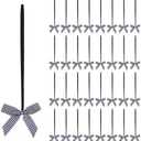 Meseey 30pcs 8 Inch Stretch Elastic Loops with Pre-Tied Black White Plaid Ribbon Bows for Gift Wrapping, Baby Showers, Weddings, Christmas Boxes (8 Inch, Black and White)