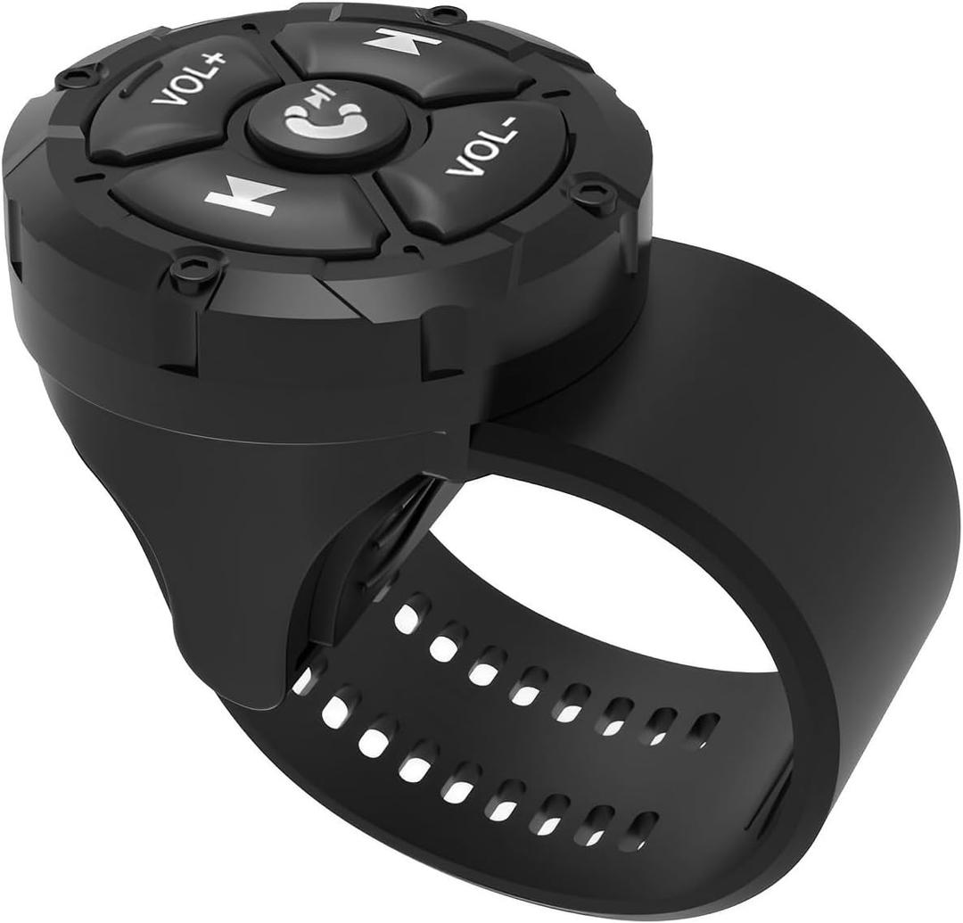 Bluetooth Media Button Remote,Waterproof Wireless Music Controller for Car Bike Motorcycle,Steering Wheel Control Button Compatible for iPhone/Android Phone Black