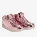 2High Top Shiny Pink Girls Sneakers -High Top Shoes Size 