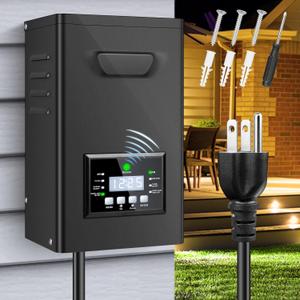 500W Low Voltage Landscape Transformer, Landscape Lighting Transformer with Timer and photocell Sensor, 120V AC to 12V/15V AC Outdoor Weatherproof Low Voltage Transformers for Landscape Lighting
