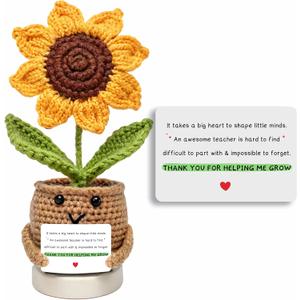 Teacher Appreciation Gifts for Women, Teacher gifts for Women - Gifts for Teachers Appreciation Week, End of Year, Birthday, Back To School - Teacher Crochet Gift, Handmade Positive Crochet Sunflower