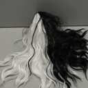 QACCF Short Wavy Shoulder Length Women Full Bang Heat Resistant Wig (Black and White)