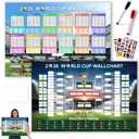 2 x 2Pcs World Soccer Cup 2026 Schedule Poster,35.4"×23.6" World Soccer Cup 48-Team Flag Stickers Writable Soccer Poster,World Soccer Cup Merchandise Soccer Games Gifts for Soccer Fans,Party Decorations Includes 2 Marker Pens