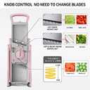 Safe Mandoline Food Slicer for Kitchen, Multifunctional Potato Slicer Vegetable Chopper with 35+ Presets & Thickness Adjuster, French Fry Cutter Vegetables Slicer for Meal Prep Pink