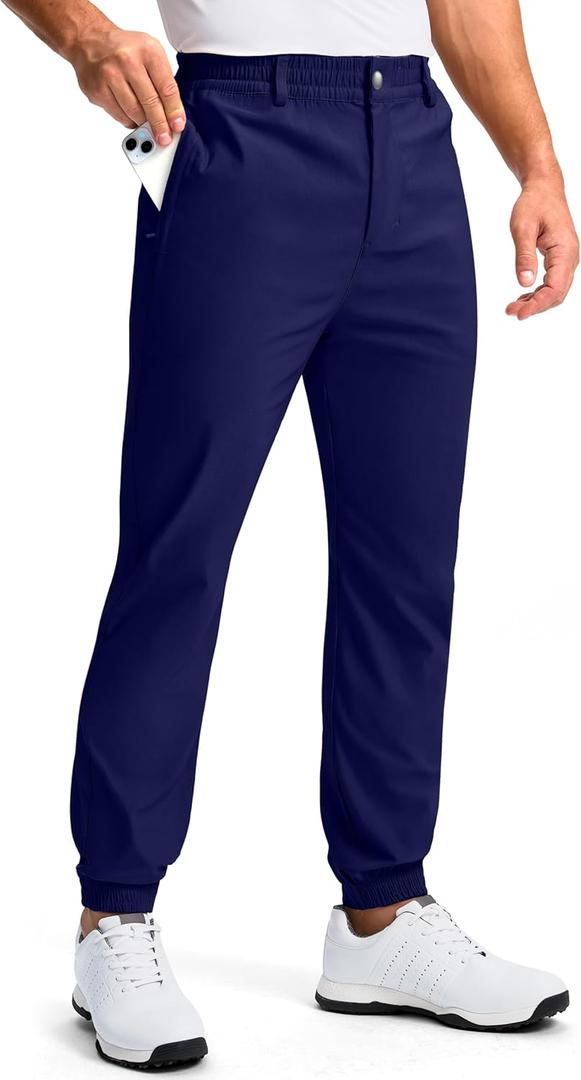 Soothfeel Men's Joggers Pants Stretch Golf Joggers 4 Pockets Slim Fit Work Dress Sweatpants Casual Athletic Travel Golf Pants (28W x 30L, Navy Blue)