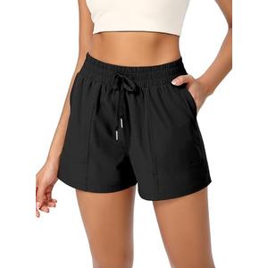 ODODOS Stretch Woven Athletic Shorts for Women High Waist Summer Lightweight Casual Shorts with Pockets L ODODOS Stretch Woven Athletic Shorts for Women High Waist Summer Lightweight Casual Shorts with Pockets L