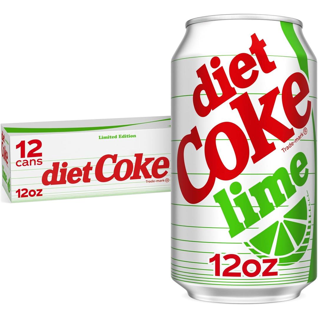 Diet Coke Lime Soda Soft Drink Fridge Pack Cans, 12 fl oz, 12 Pack (EXP 01/26/26)