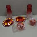 Kingsyard 2 Pack Glass Hummingbird Feeders for Outdoors Hanging, Wild Bird Nectar Feeder with 6 Feeding Ports, 24 oz Leak-Proof, Red Gradient (Ant Moat Included)