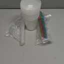 6 Set Slushie Cups with Dome Lids and Straws Detachable Spoon Straws Reusable Plastic Iced Coffee Cups Smoothie Tumbler for Birthdays Summer Party Supplies(Transparent White,16 oz)