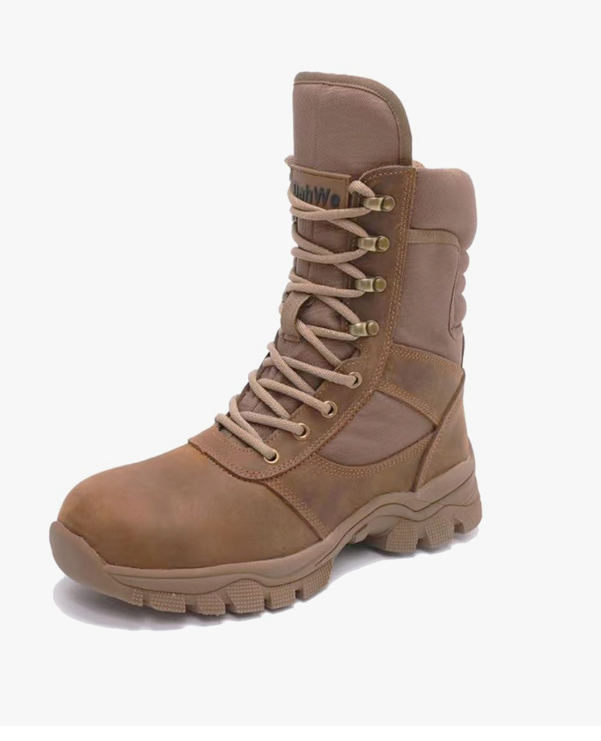 Steel Toe Boots for Men Side Zipper Puncture Proof Comfortable Indestructible 8 inch Military Work Shoes, ASTM F2413-24 Size 9