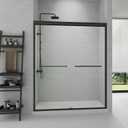 Semi-Frameless Sliding Shower Door W: 60 x H:72 Inches, Bathroom Sliding Door Easy to Install, 1/4 "Clear Glass, Black Hardware Double Sliding Glass Shower Room