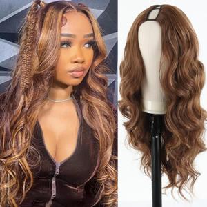 Aisaide V Part Body Wave Wig for Women Ombre Highlight Honey Blonde Long Body Wavy Glueless No Leave Out Upgrade Vpart Ombre Wig Brown Blonde V Part Hair For Black Women No Sew No Glue Wig (A-30/33/27)