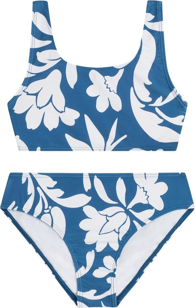 Kanu Surf Girls Tammy Beach Sport Square Sun Bikini 2-Piece Swimsuit (Laurel Denim Blue) 14