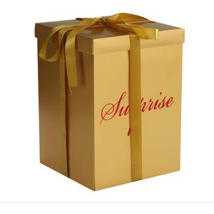 Surprise Explosion Flower Gift Box 10 * 10 * 14 inches- For Marriage Proposal Birthday Party Christmas Any Surprise Event (Without flower) (Gold (Box only)), 1 Count