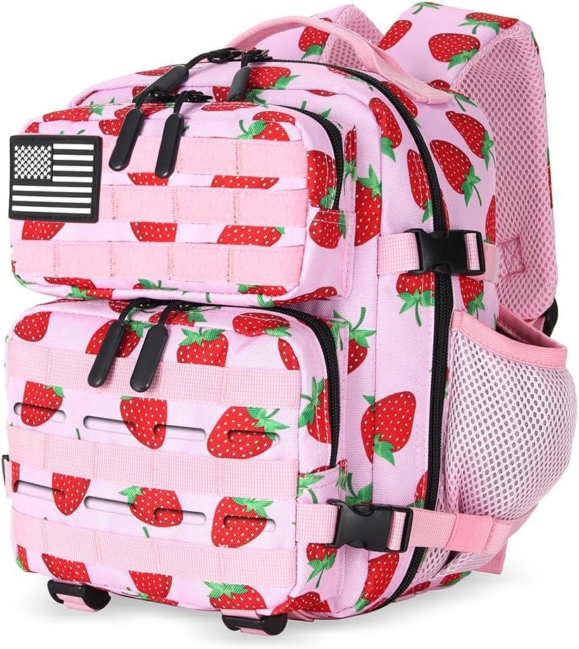 9L Mini Tactical Backpack for Men and Women Tactical Backpack Small for Hiking Small Tactical Bag Fitness Pack (Strawberry)