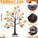 Retisee Thanksgiving Day Fall Tree Decor 24 Inches LED Light Autumn Decor with 3D Pumpkin Light 24 LED Timer USB Battery Operated Pumpkin Maple Leaves Indoor Outdoor for Fall Home Table Party (1.97 Ft)