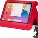 Universal Multi-Angle Tablet Stand Holder-Soft Pad Stand with black phone holder for Lap,Knee,Sofa and Bed,Compatible with iPad Pro 9.7,10.5,12.9 Air Mini 4 3,Kindle,Galaxy Tab,E-Reader (Wine Red)