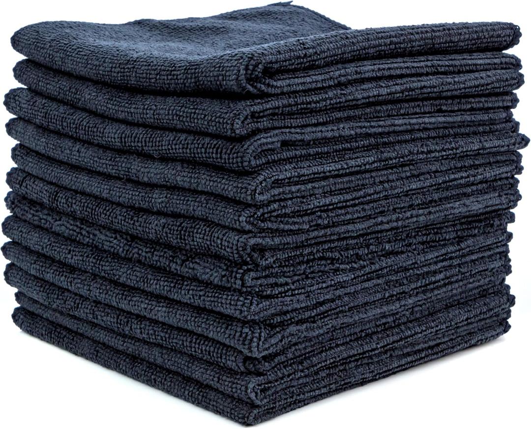 Best Magic Microfiber Cloth - Professional Series Cleaning Towels for Home, Kitchen, Bath, TV, Glass, Auto, Non-Abrasive, Ultra Absorbent, Streak-Free, Reusable, Washable, Wet/Dry - 12"x12" (Black)