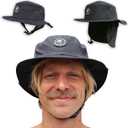 Surf Bucket Hat with Chin Straps - Stays On for Wipeouts and Duck Dives - Sun Protection Without Messy Sunscreen (Black, M)