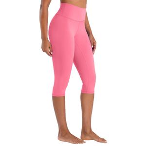 Sunzel Women's High Waisted Capri Leggings for Yoga Gym Workout (Pink)