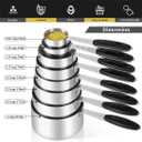 16 Pieces Measuring Cups and Magnetic Measuring Spoons Set Stainless Steel,8 Measure Cups with Silicone Handle and 7 Double Sided Magnetic Measure Spoons & 1 Leveler