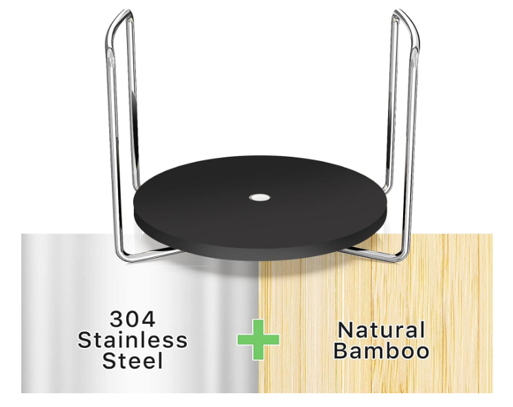 Plate Organizer for Kitchen Counter Bamboo Dish Rack for Cabinet Plate Holder for Kitchen Drawer StorageAdjustable for 6.75" to 12.5" Stainless Steel 304 Portable (Black)