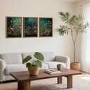 Vintage Wildflower Wall Art Set of 3, Moody Dark Green Flower Botanical Wall Decor Paintings,Nature Floral Farmhouse Landscape Posters Prints Pictures for Living Room Bedroom 16x24 Inch Wood Framed