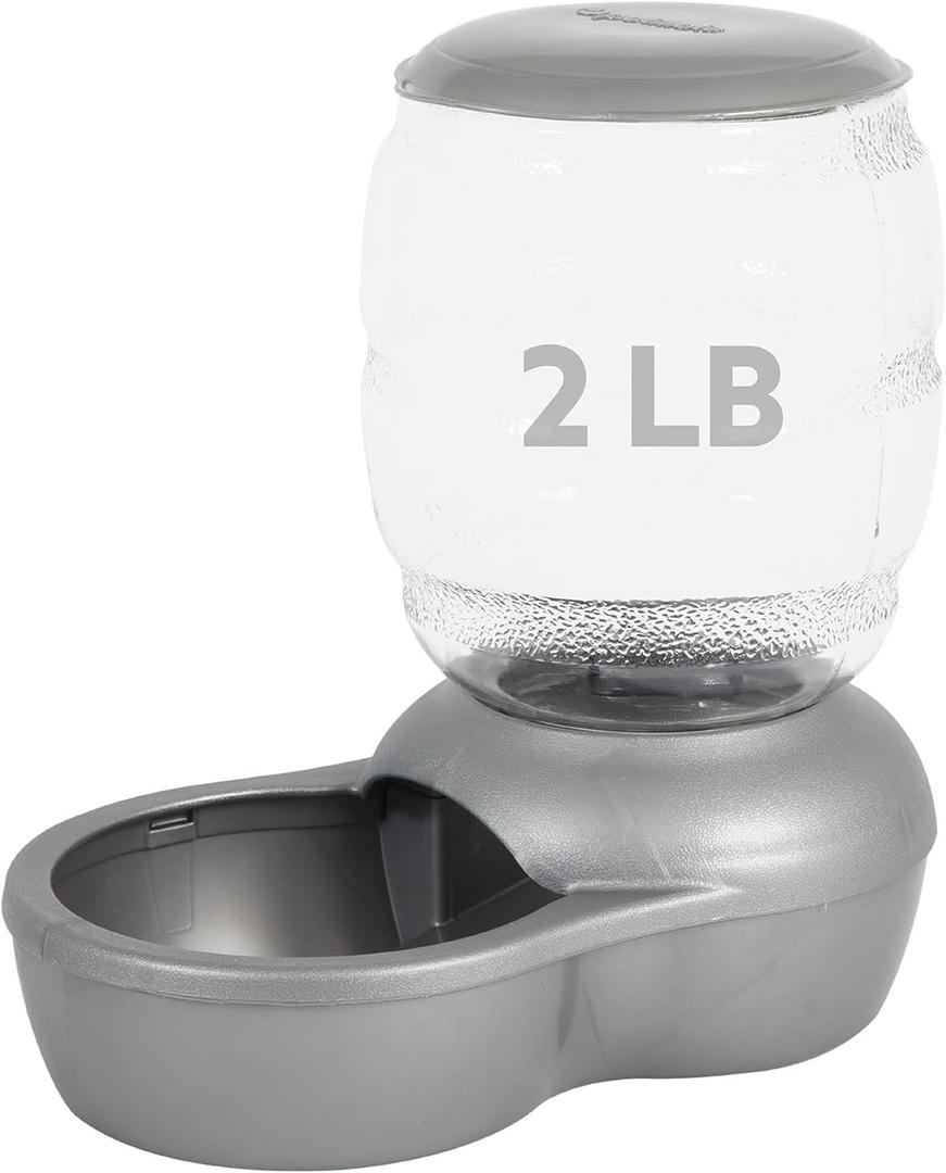 Petmate Replendish Feeder with Automatic Cat and Dog Feeder Grey, 2lb, Made in USA