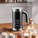 5-in-1 Milk Frother and Steamer - Upgraded Automatic Milk Steamer 11.8oz Hot & Cold Foam Maker and Milk Warmer with LED Display Touch Screen & Two Whisks for Latte, Cappuccinos, Silent Working-110V