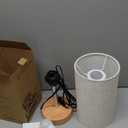 Yarra-Decor Bedside Table Lamp with USB Port - Touch Control for Bedroom 3 Way Dimmable Nightstand Lamp with Flaxen Fabric Shade for Living Room, Dorm, Home Office, Wood-Grain (LED Bulb Included)