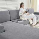 Couch Cushion Covers Sectional Couch Covers Stretch Washable Soft Seat Cushion Covers Furniture Protector Sofa Slipcovers for Pets(Light Grey,1 Piece Seat Cover or Back Covers)
