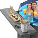 Pool Bar for Above Ground Pools, Stable Poolside Drink & Snack Table Supports Up to 110 lbs, Rust-Free ABS Poolside Bar Fits 4.4 Rails for Framed Round & Oval Pools, Ideal for Pool Parties